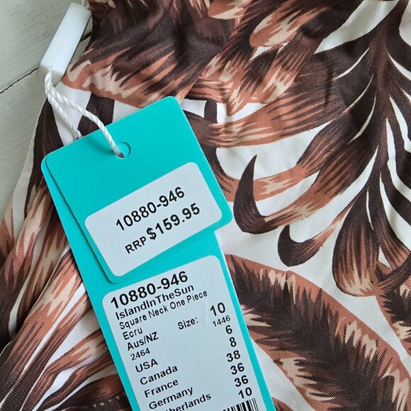 New sea Folly Island in the Sun Square Neck One Piece swimsuit  USA 6 AU 10 - Picture 5 of 6